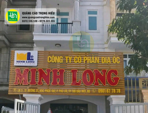 Bảng hiệu thanh lam nhôm gắn chữ nổi