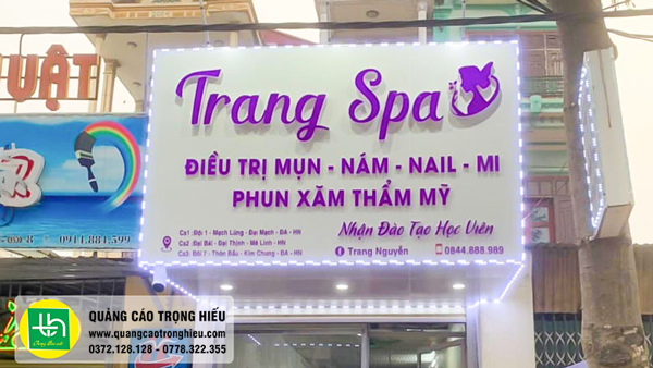 Thi công bảng hiệu spa - Quảng cáo Trọng Hiếu