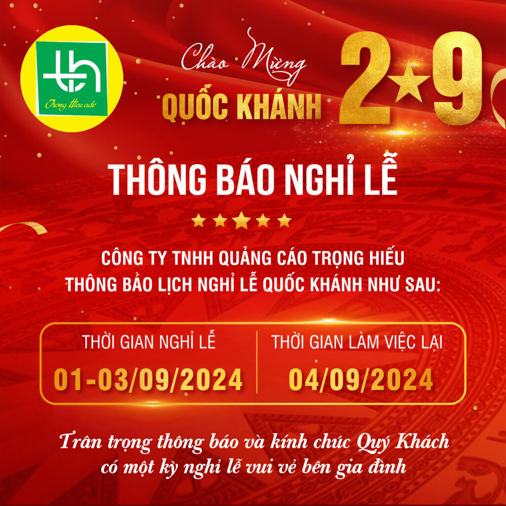 Thông báo lịch nghỉ lễ Quốc Khánh 2/9