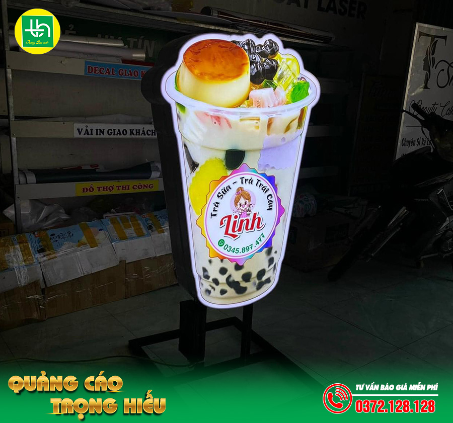 Hộp đèn mô hình trà sữa